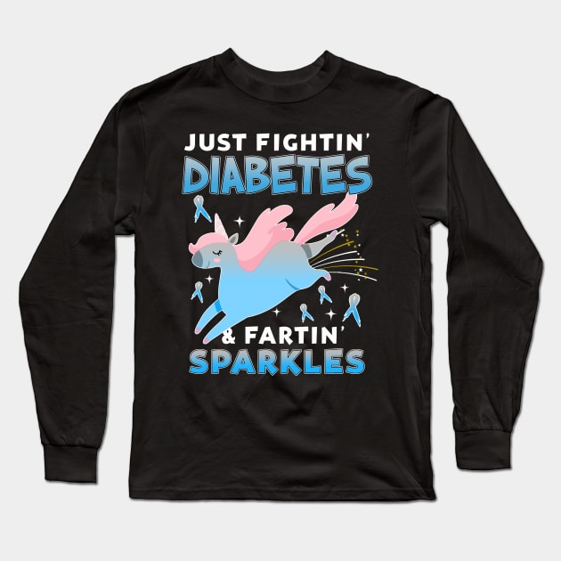 diabetes funny unicorn farting sparkles Long Sleeve T-Shirt by TeesCircle